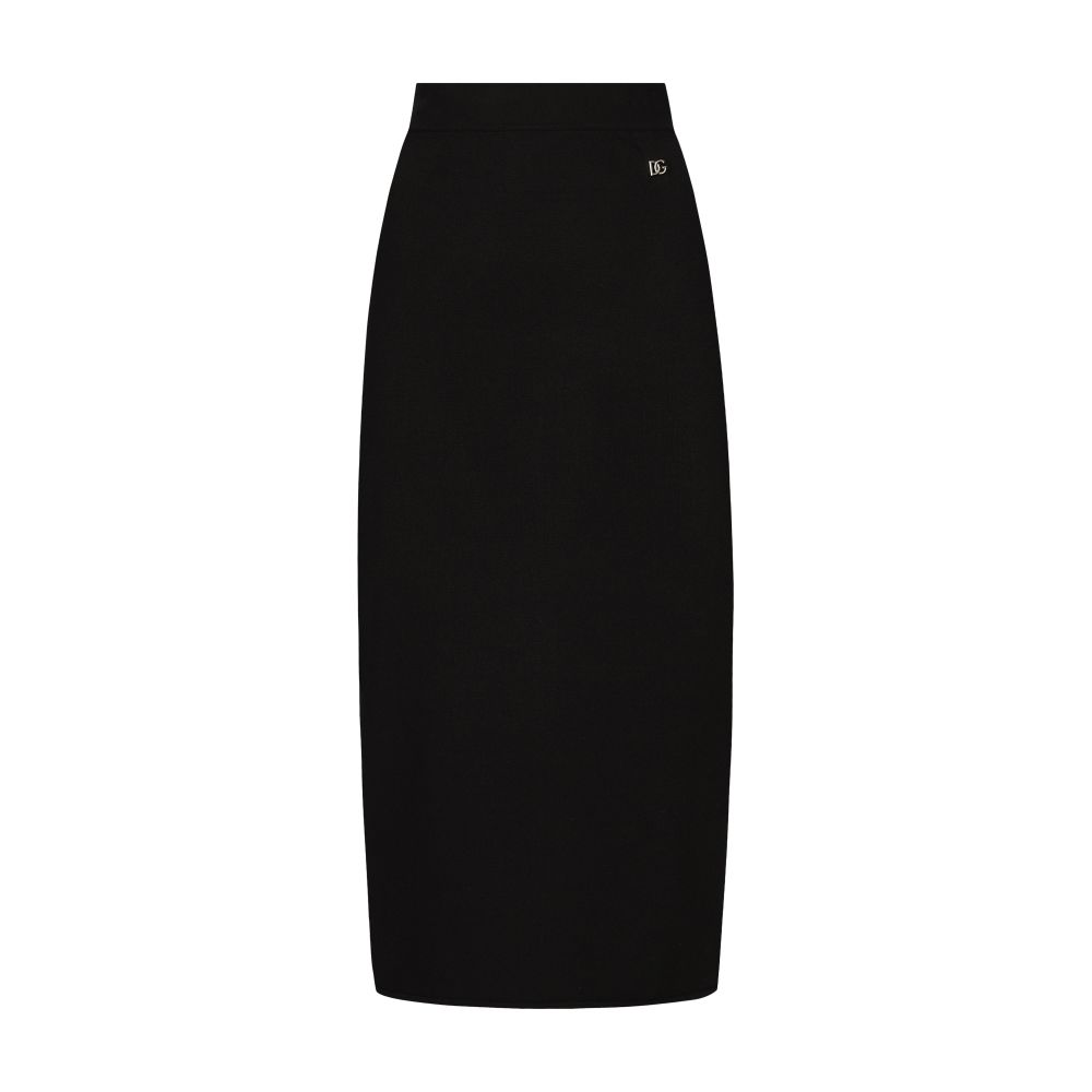 Dolce & Gabbana Viscose knit pencil skirt with logo