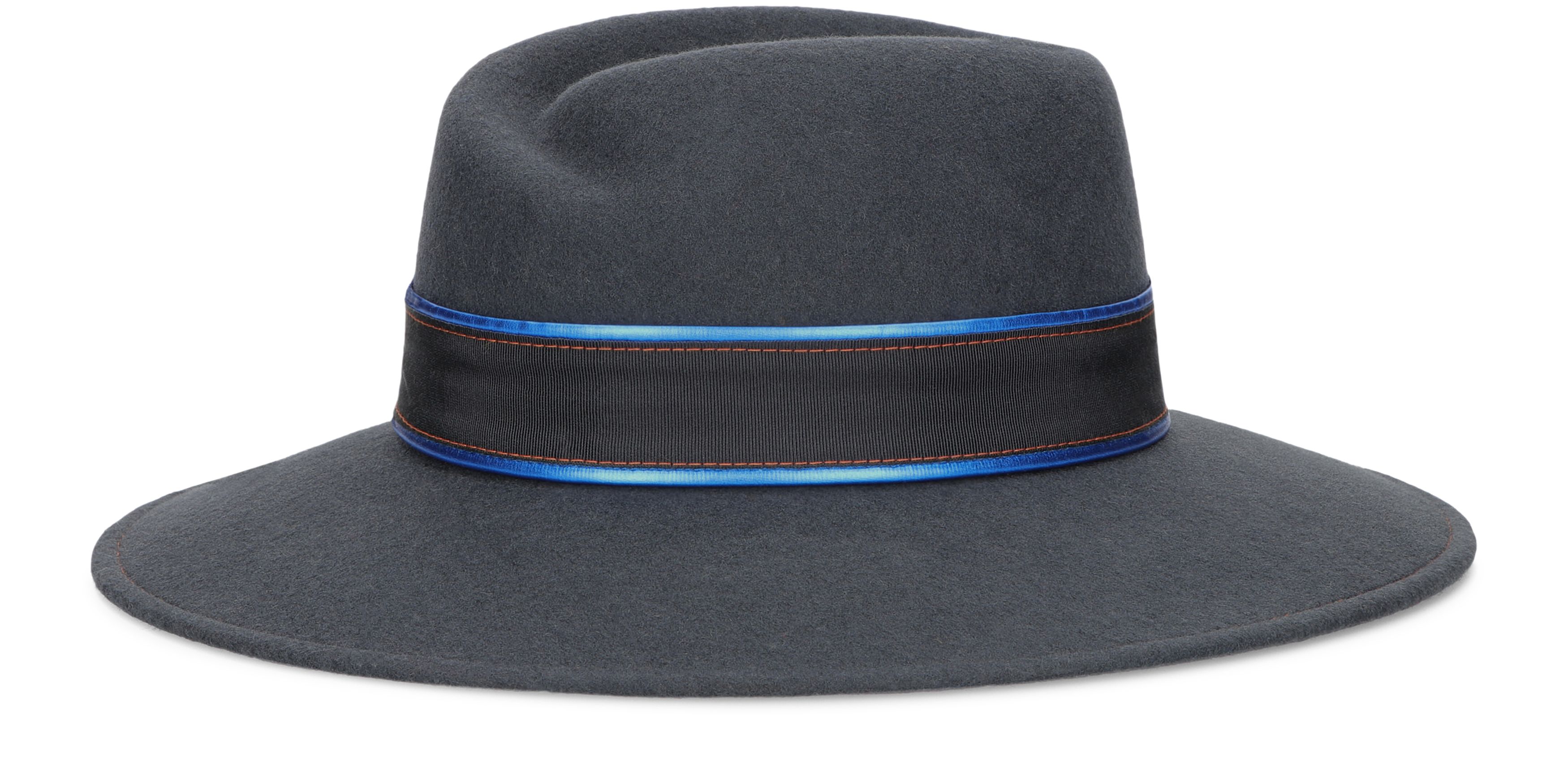 Borsalino Romy wool felt with grosgrain and eco-leather trim hat band