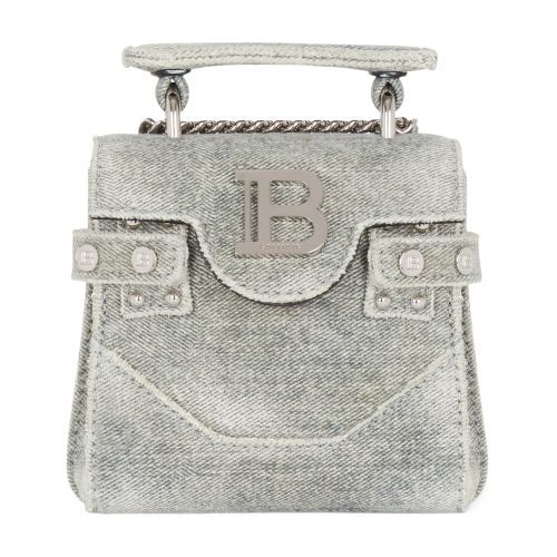 Balmain B-Buzz Mini Vintage-Effect Denim Bag