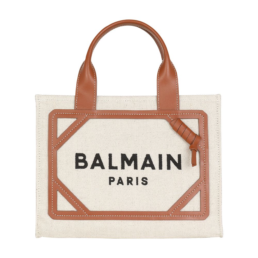 Balmain B-Army small canvas shopping bag with leather inserts