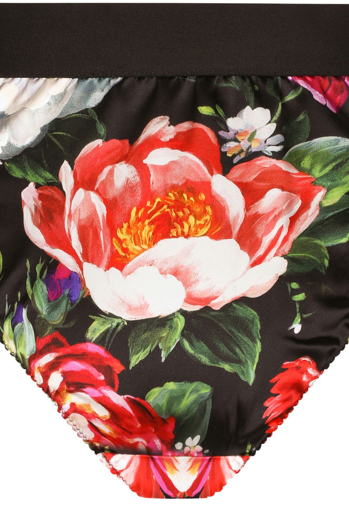 Dolce & Gabbana High-waisted satin briefs with pictorial floral print