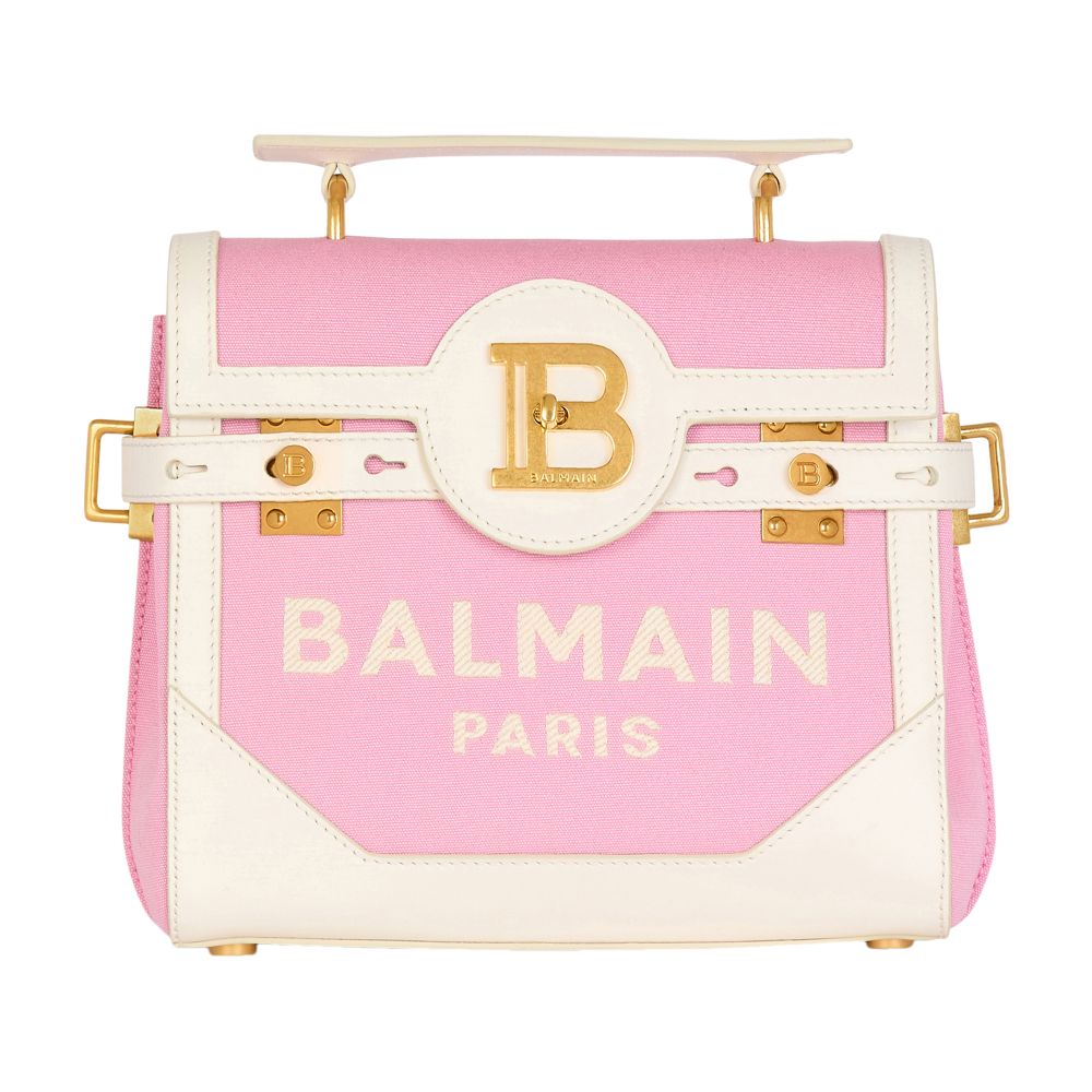 Balmain B-Buzz 23 canvas and leather bag