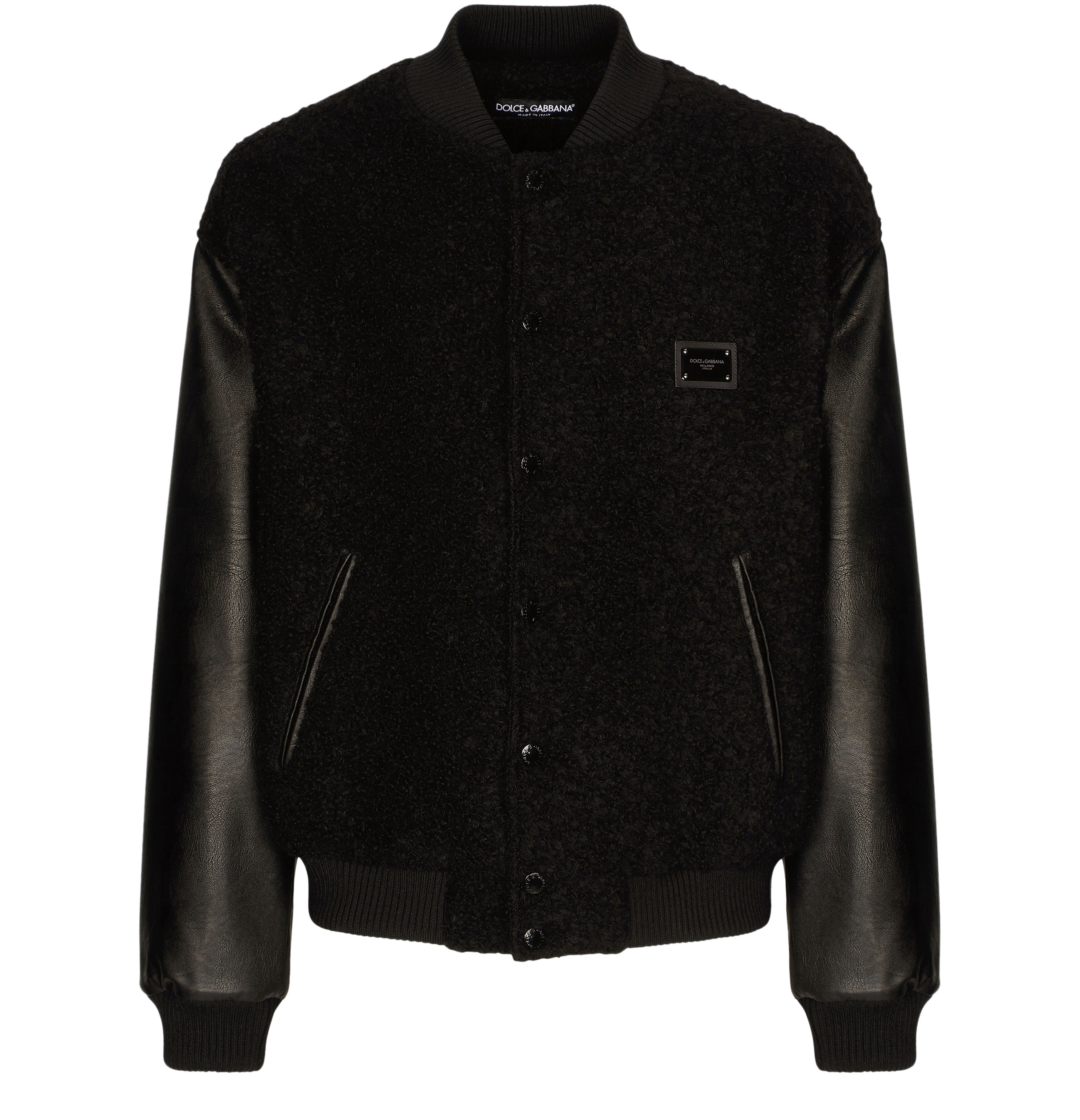 Dolce & Gabbana Wool bouclé and faux leather jacket