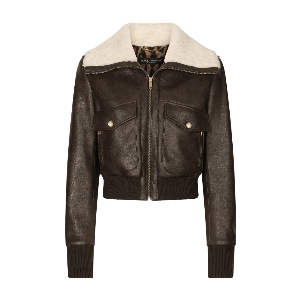 Dolce & Gabbana Faux leather and sheepskin jacket