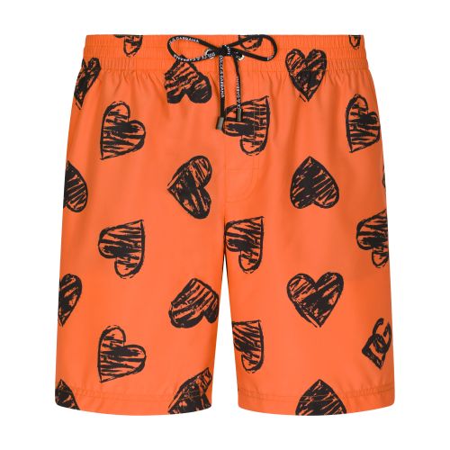 Dolce & Gabbana Mid-length swim trunks with DG heart print