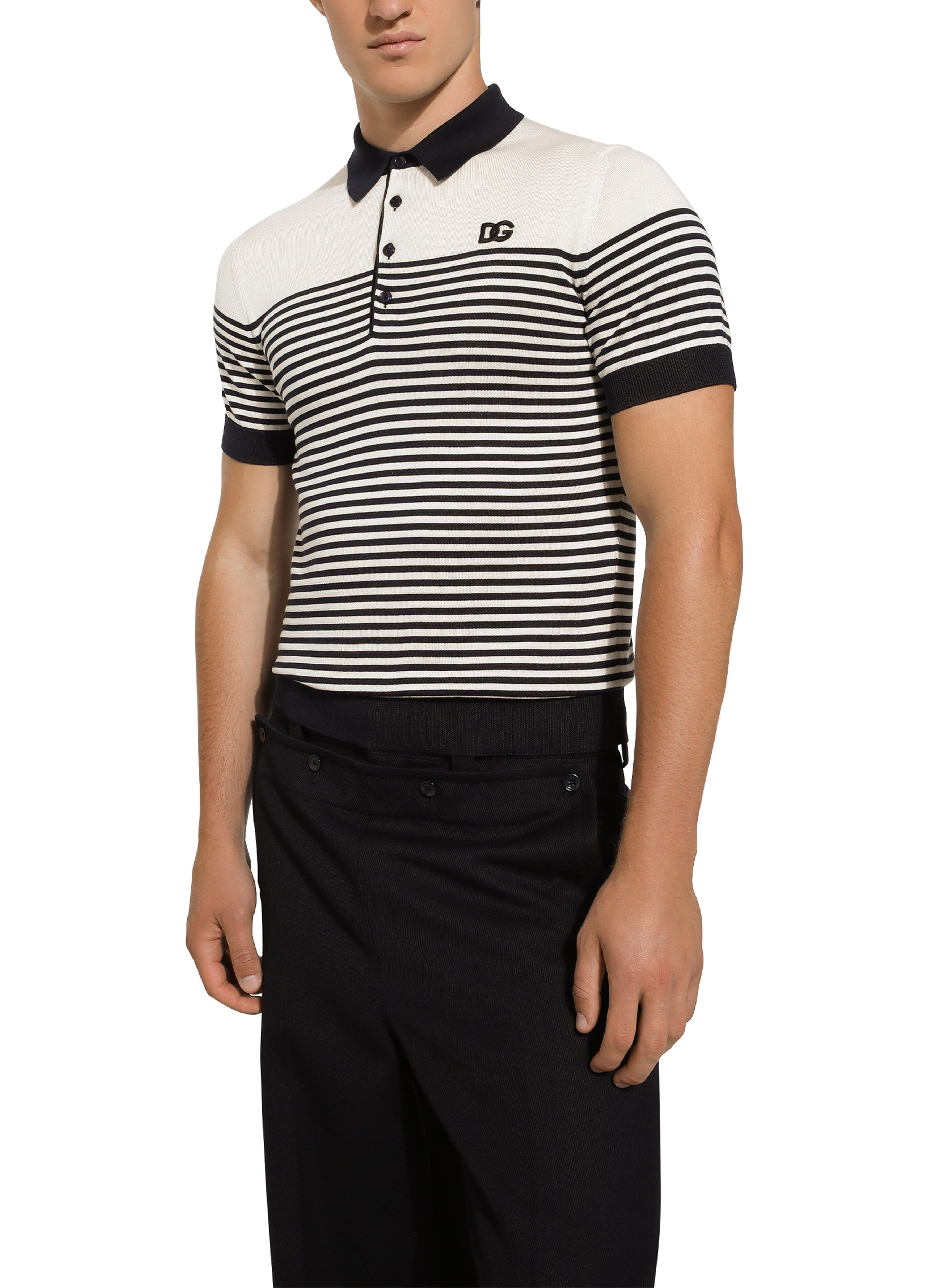 Dolce & Gabbana Striped silk polo-shirt