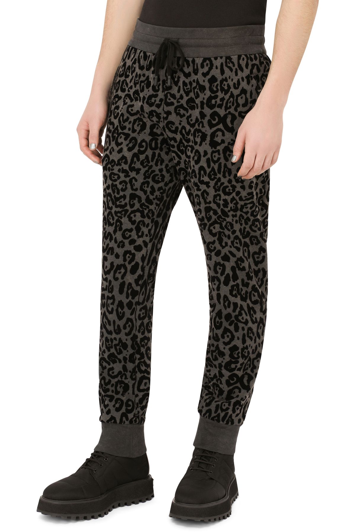 Dolce & Gabbana Jogging pants with flocked leopard print