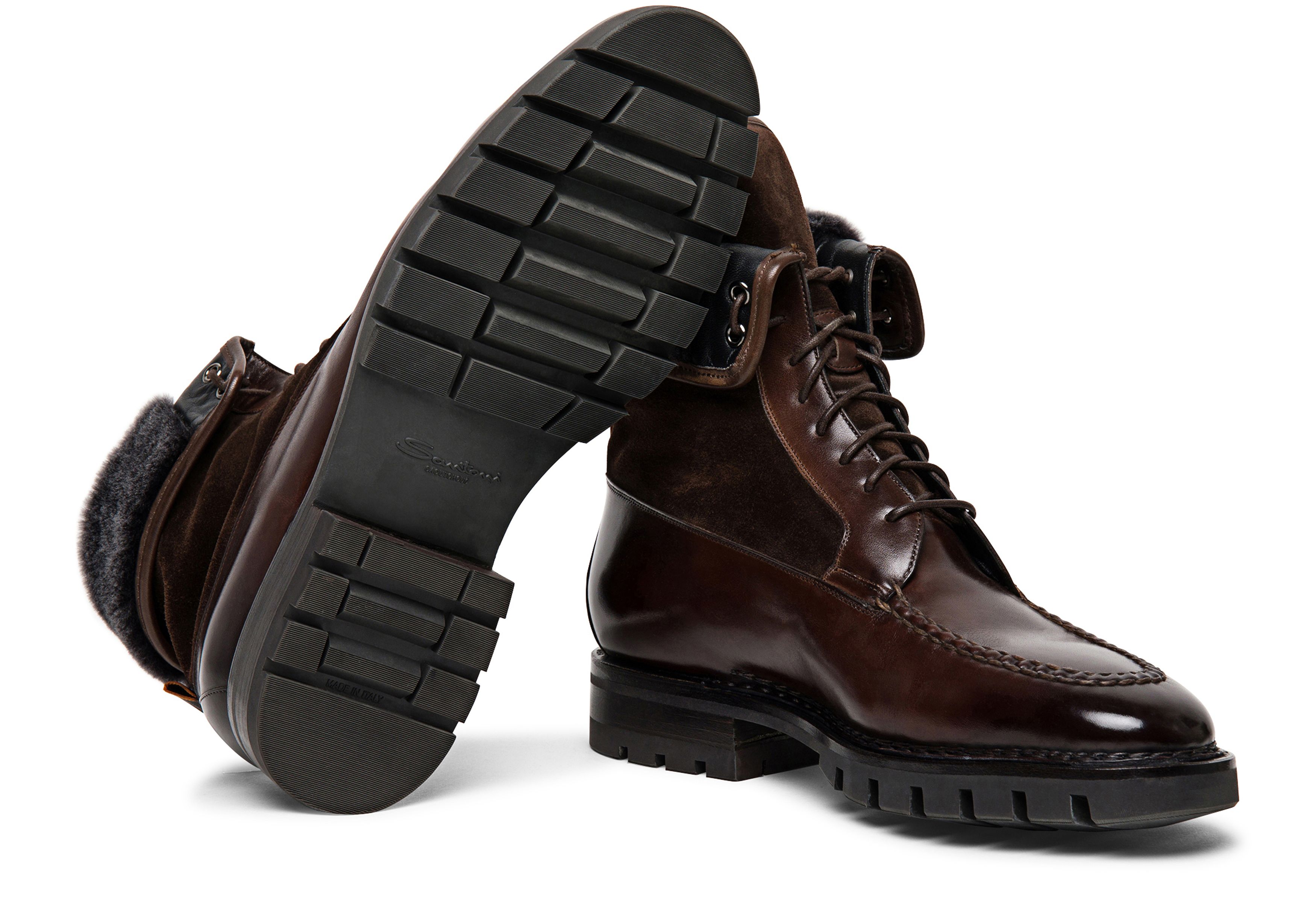 Santoni Leather lace-up ankle boot