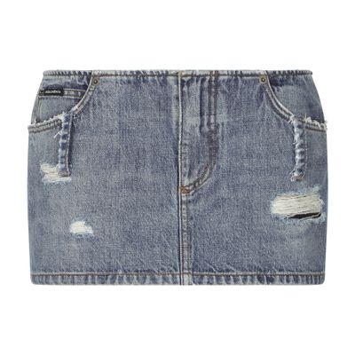 Dolce & Gabbana Denim mini skirt with rips