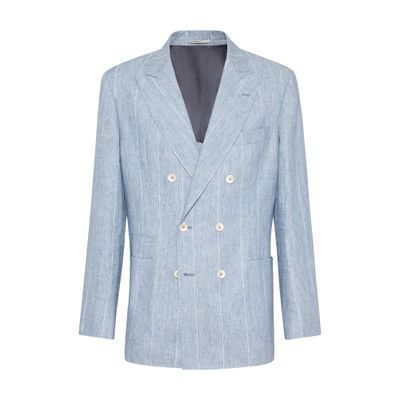 Brunello Cucinelli Deconstructed wide chalk stripe blazer