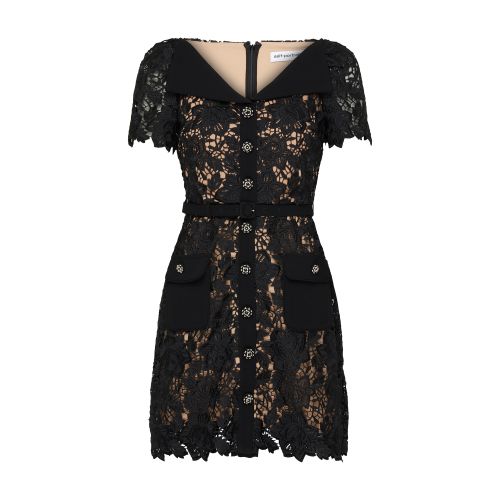  Lace open neck mini dress