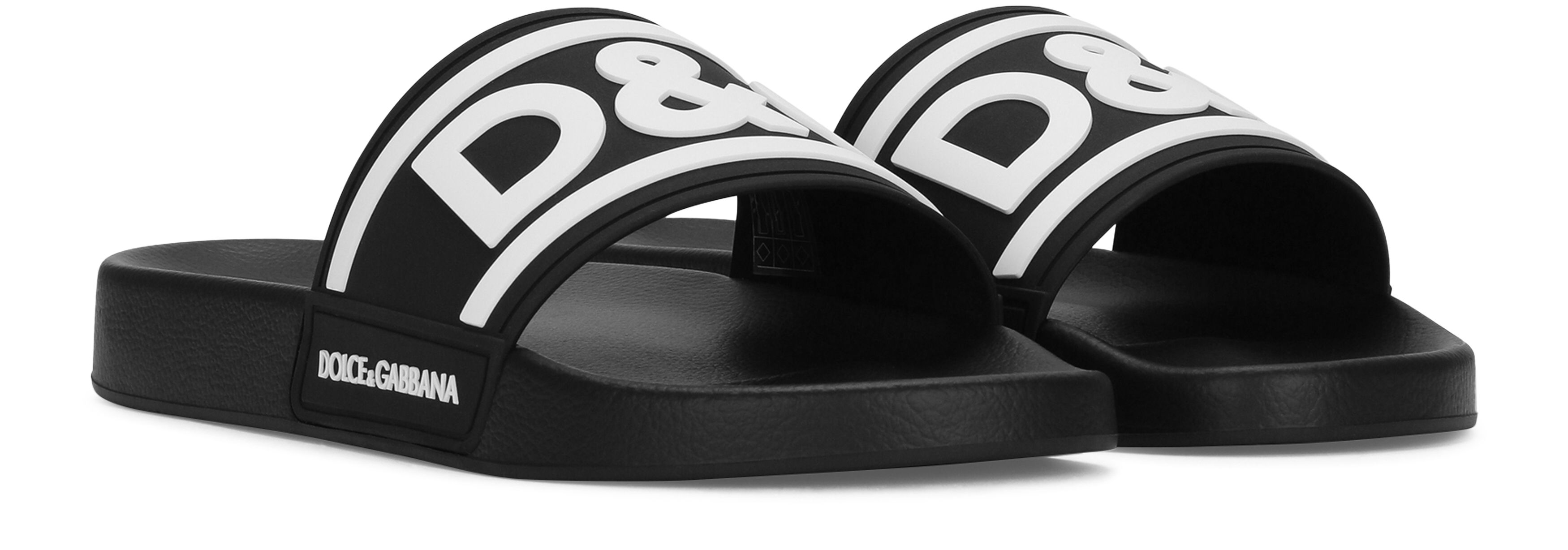 Dolce & Gabbana Rubber beachwear sliders with DG logo