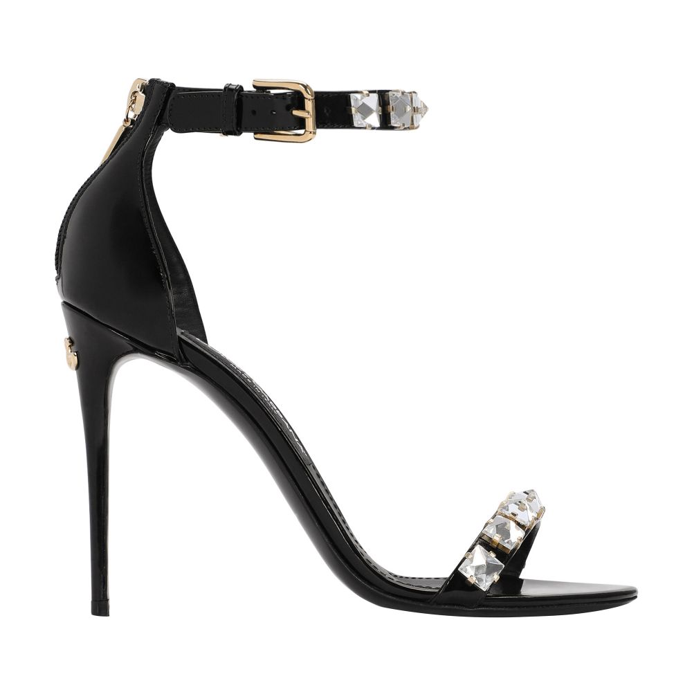 Dolce & Gabbana Polished calfskin sandals with rhinestones