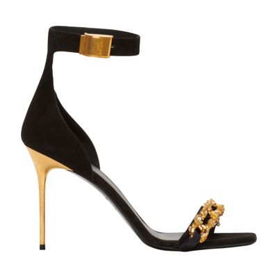 Balmain Uma sandal in suede leather and chain