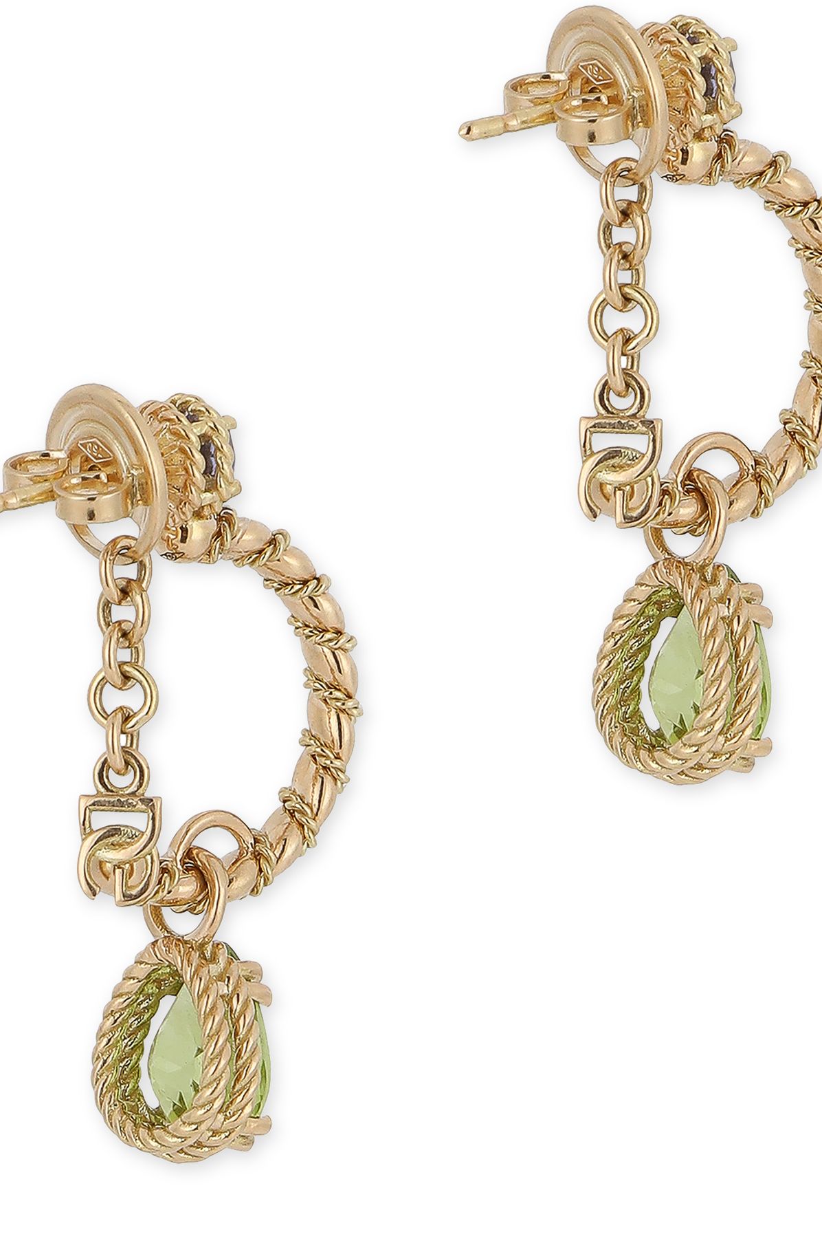 Dolce & Gabbana 18 kt yellow gold earrings with multicolor fine gemstones