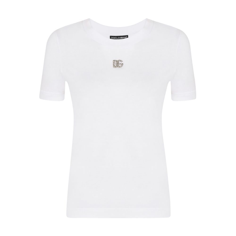 Dolce & Gabbana Jersey T-shirt with crystal DG embellishment