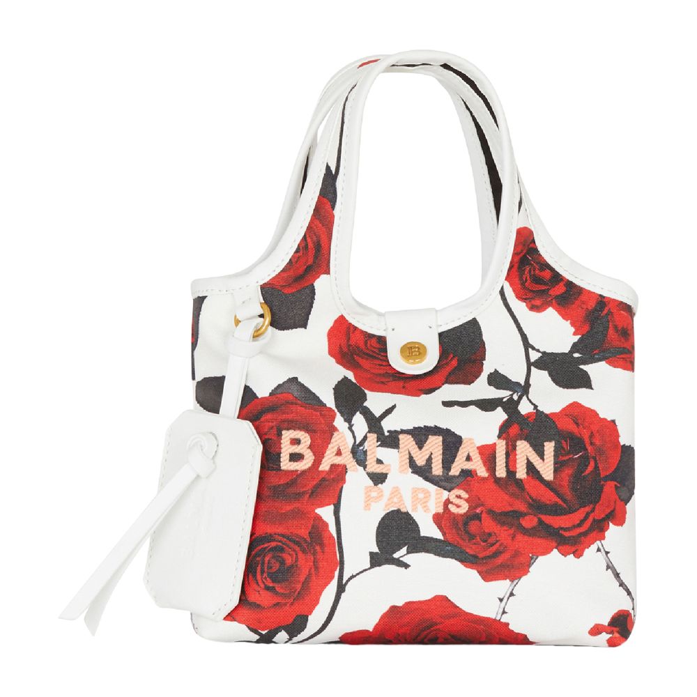 Balmain B-Army mini canvas grocery bag