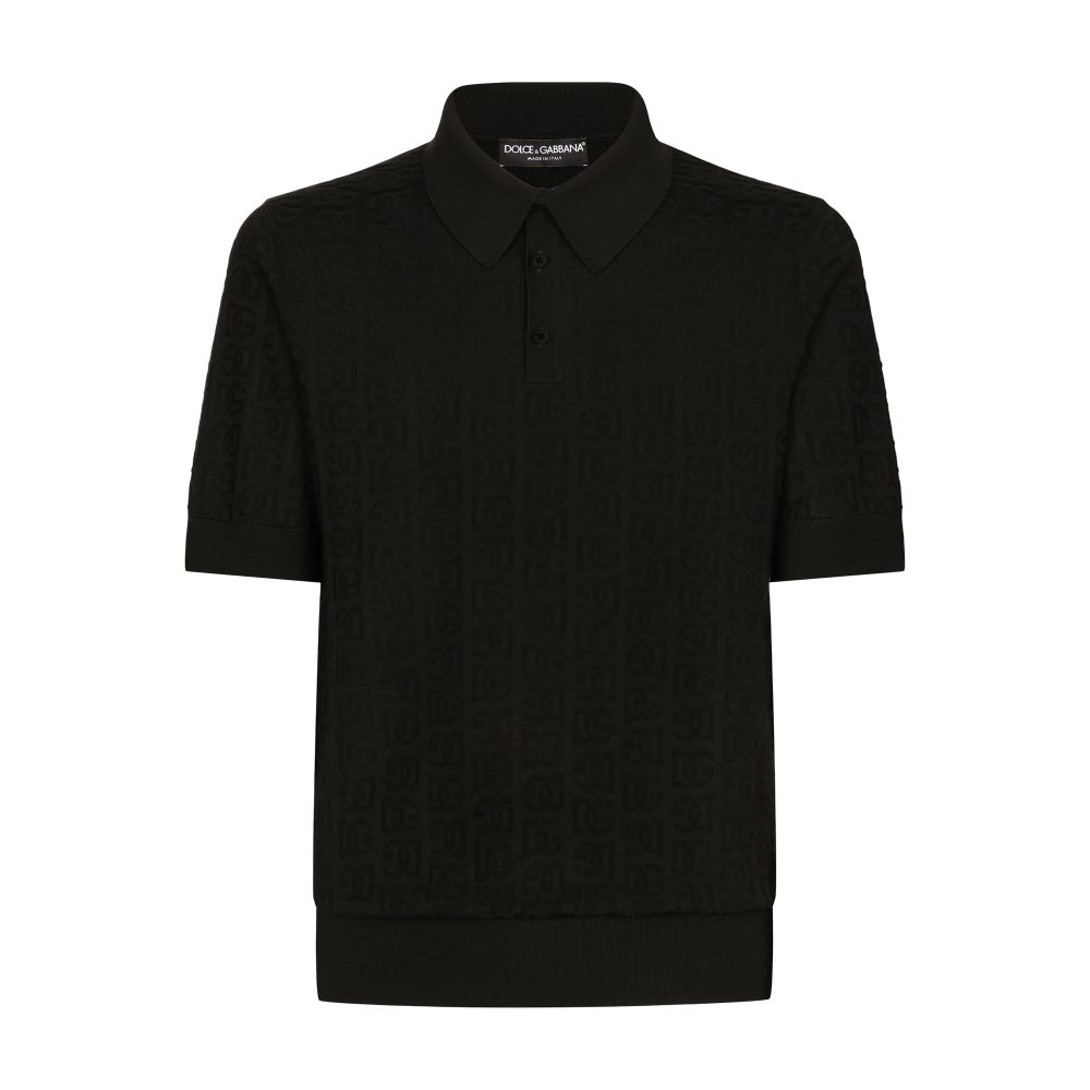 Dolce & Gabbana DG logo silk jacquard polo-shirt