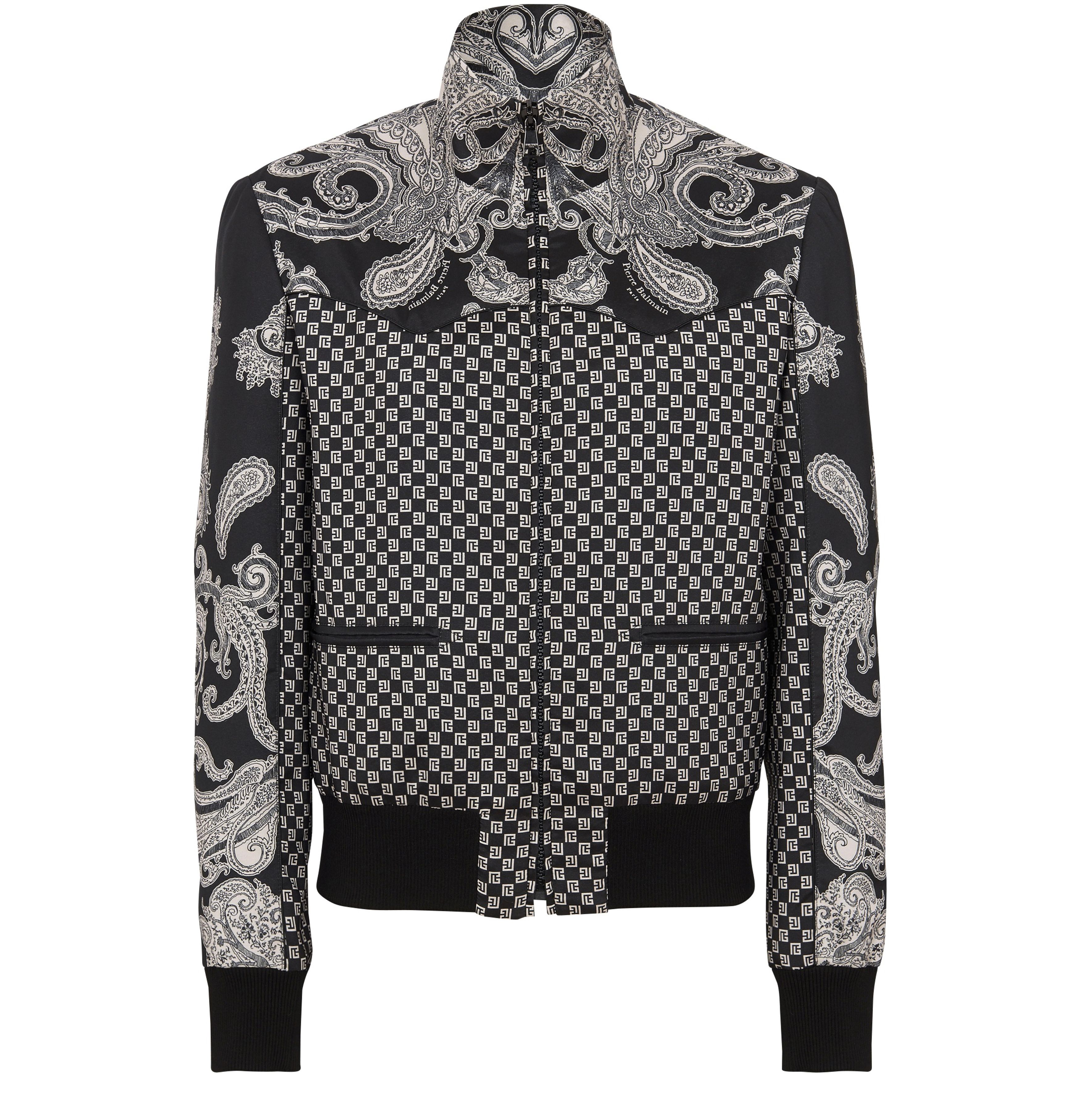 Balmain Mini Monogram And Paisley Aviator Jacket