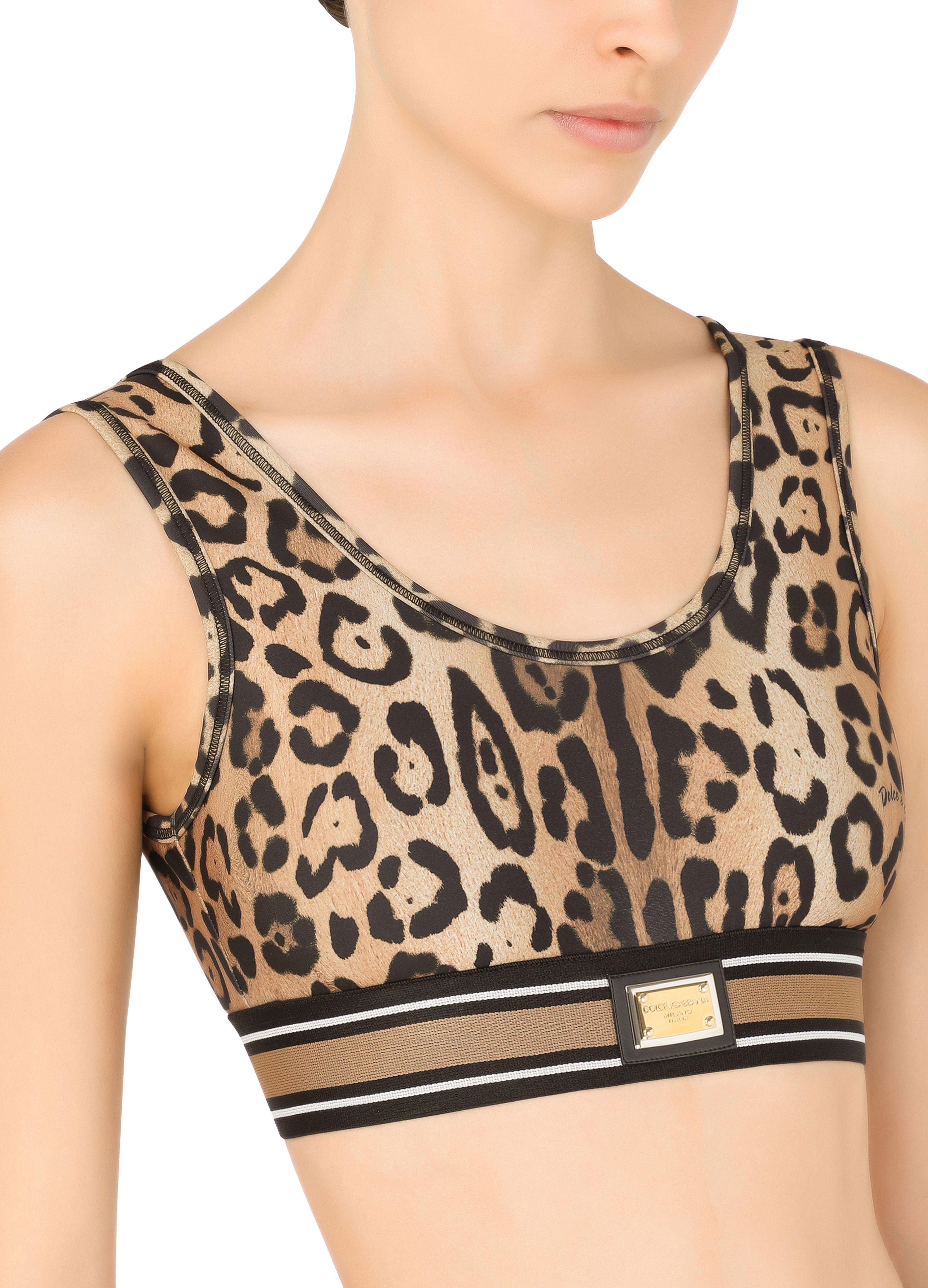 Dolce & Gabbana Leopard-print spandex/jersey crop top