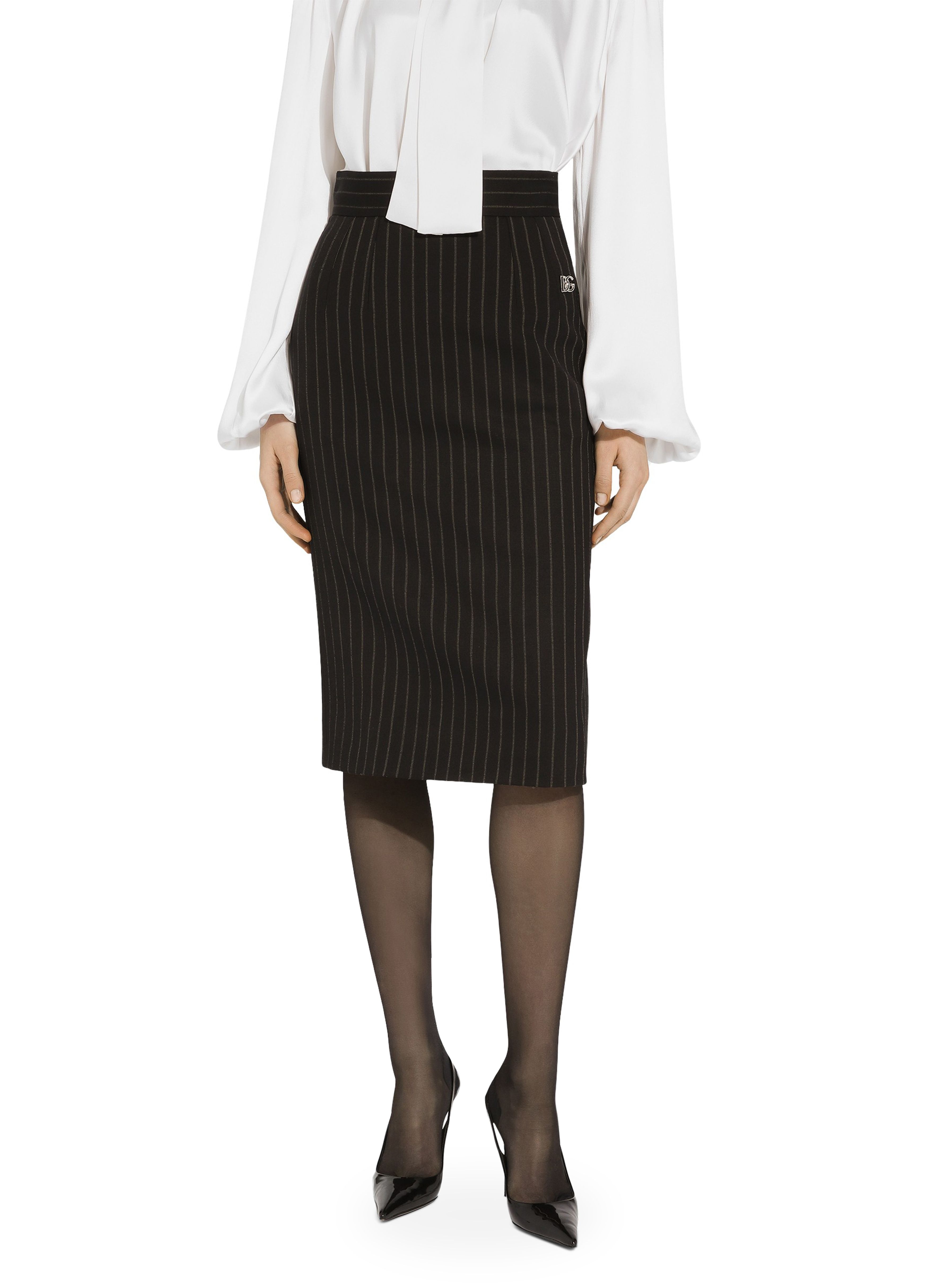 Dolce & Gabbana Straight-cut pinstripe wool skirt