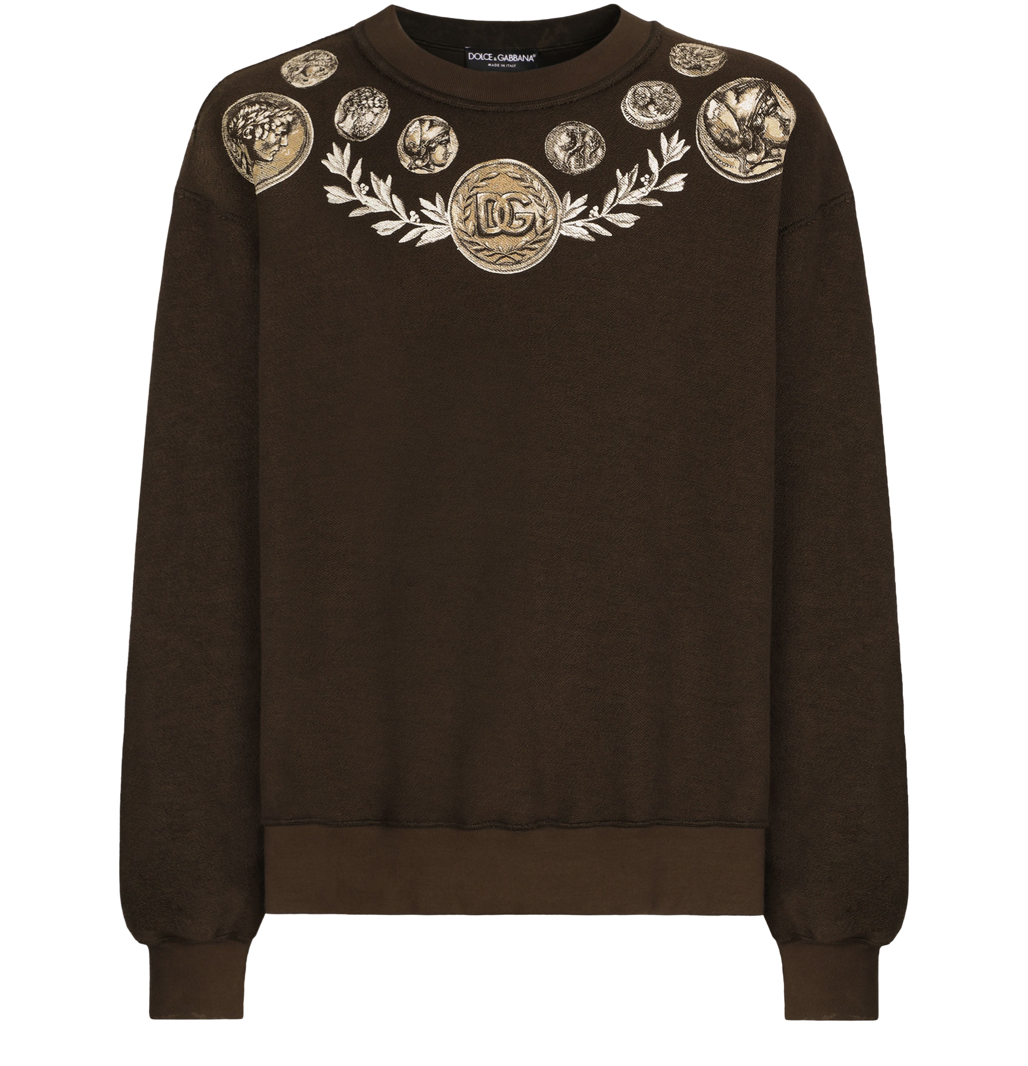 Dolce & Gabbana Reverse Jersey Sweatshirt with Coins Print