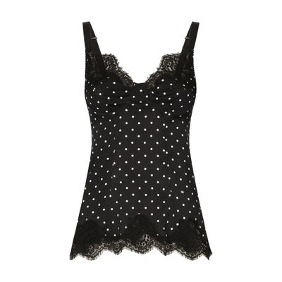 Dolce & Gabbana Polka-dot silk lace top