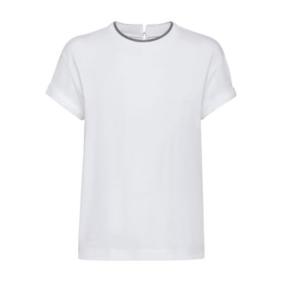 Brunello Cucinelli Jersey cotton t-shirt with superimposed effect