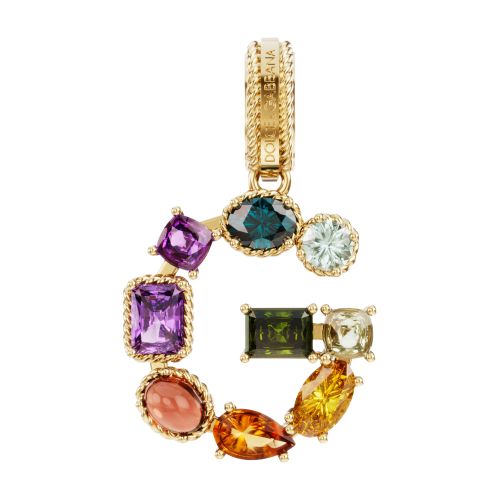 Dolce & Gabbana Rainbow alphabet G 18 kt yellow gold charm with multicolor fine gems