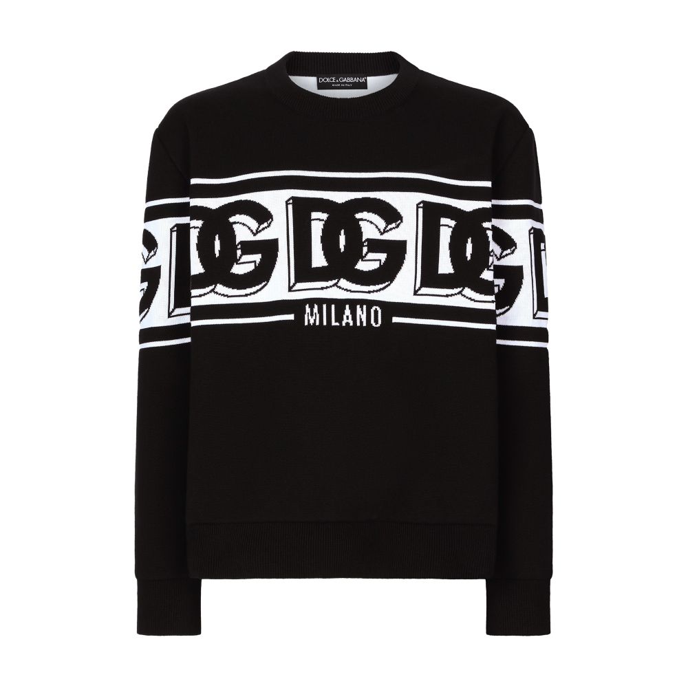 Dolce & Gabbana Wool jacquard round-neck sweater