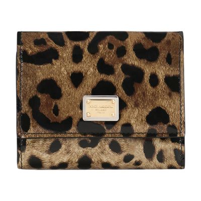 Dolce & Gabbana Polished calfskin wallet with leopard print