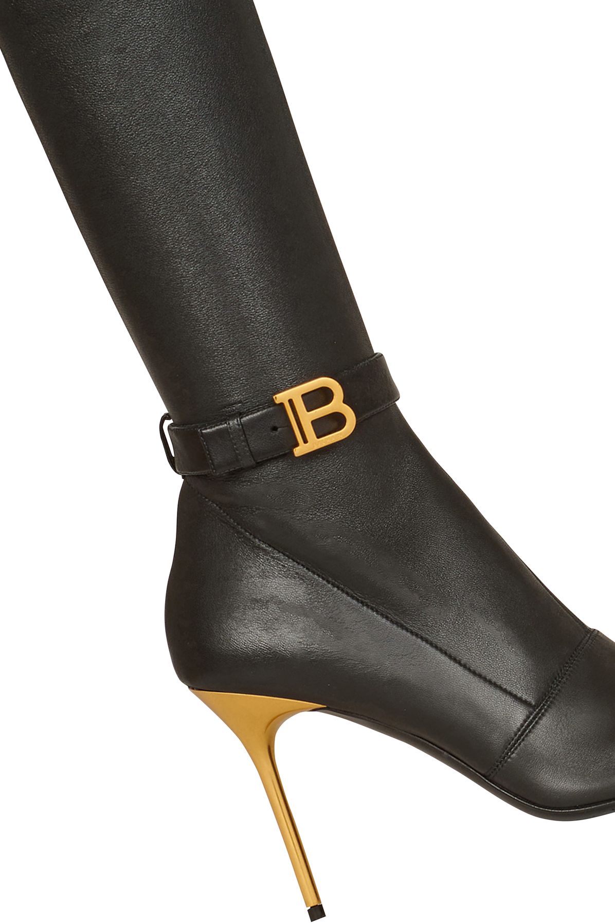 Balmain Stretch leather Raven thigh-high boots