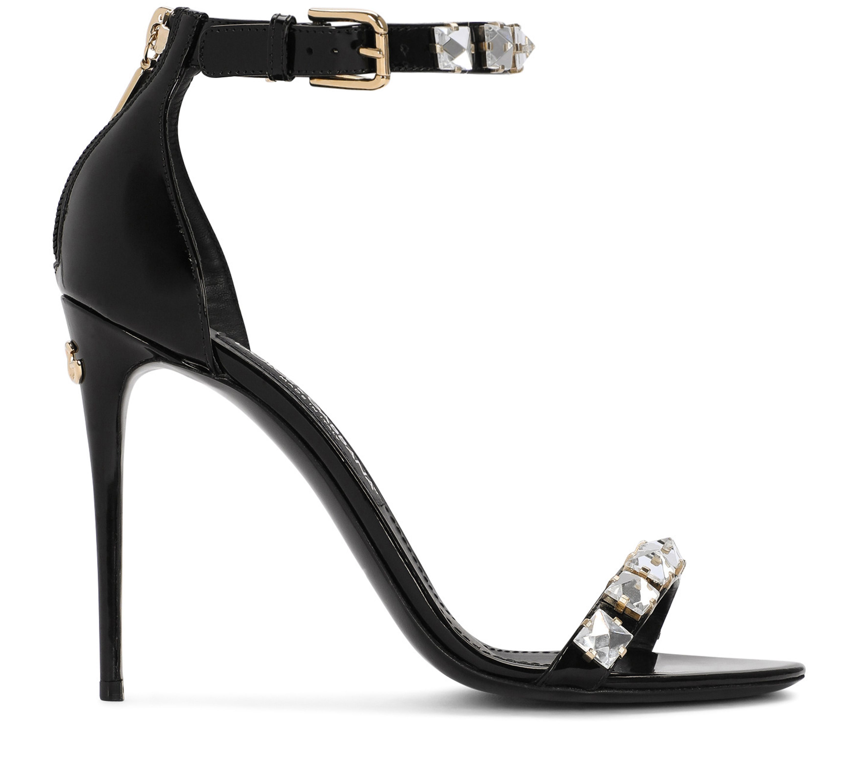 Dolce & Gabbana Polished calfskin sandals with rhinestones