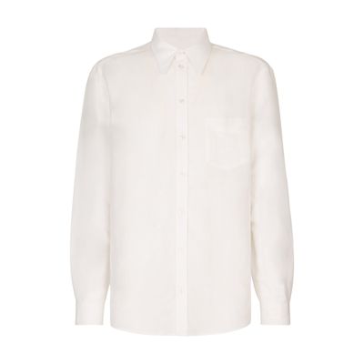 Dolce & Gabbana Martini Linen Blend Shirt with DG Embroidery