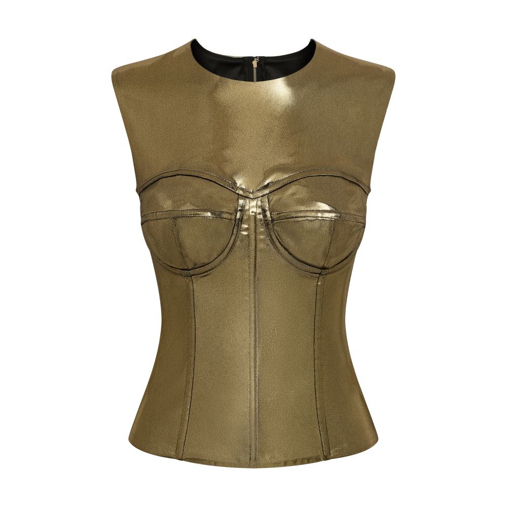 Dolce & Gabbana Short foiled satin corset top