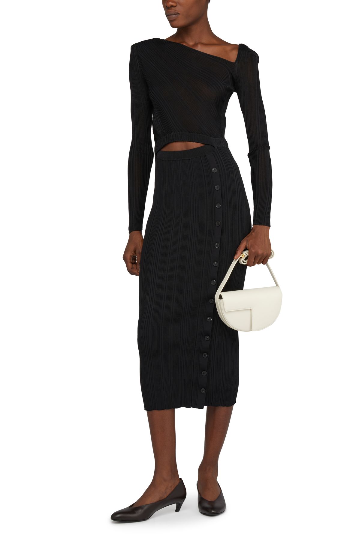  Asymétric neckline midi dress