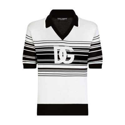 Dolce & Gabbana Silk jacquard V-neck polo-shirt