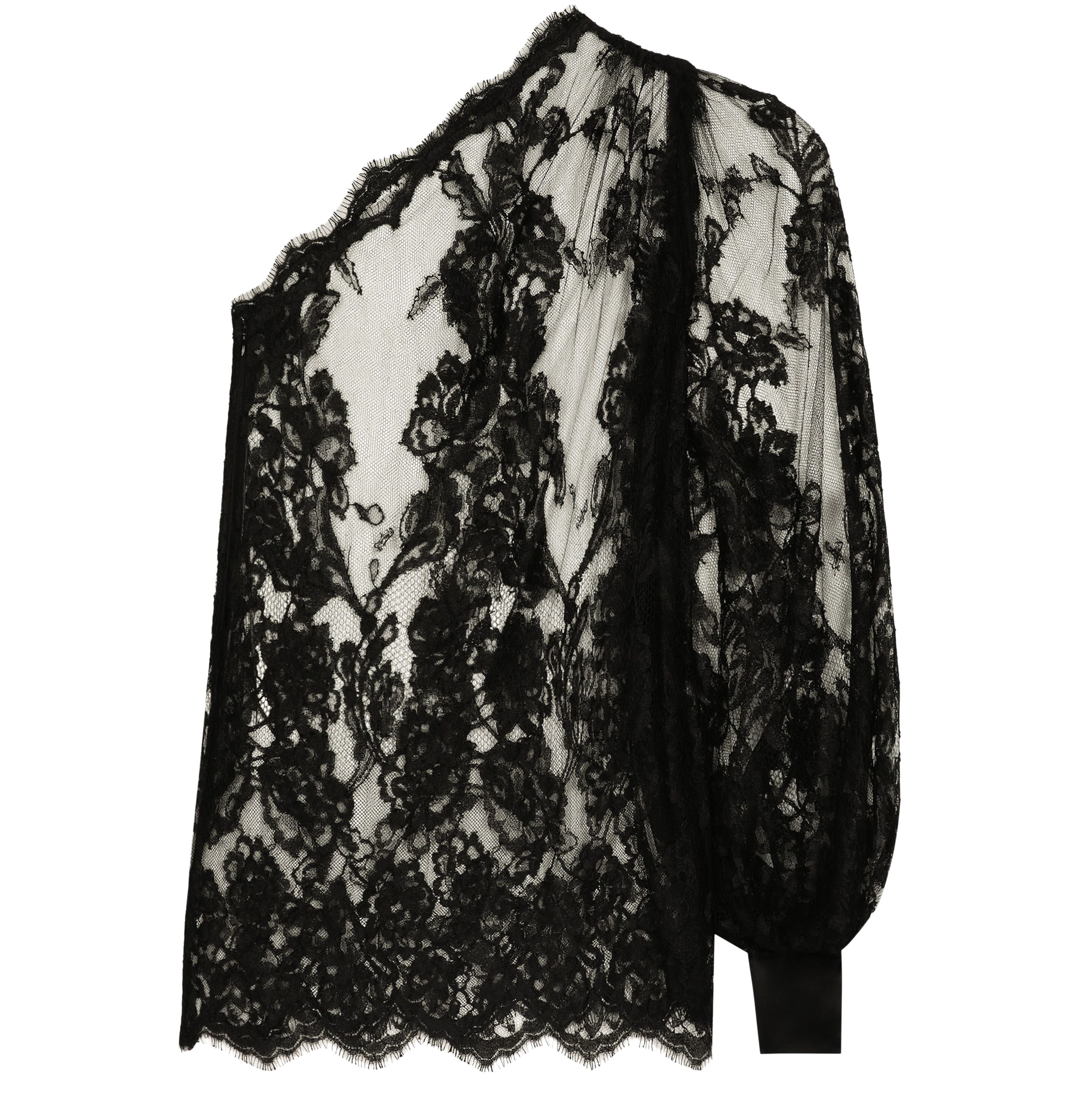 Dolce & Gabbana Chantilly one shoulder lace blouse