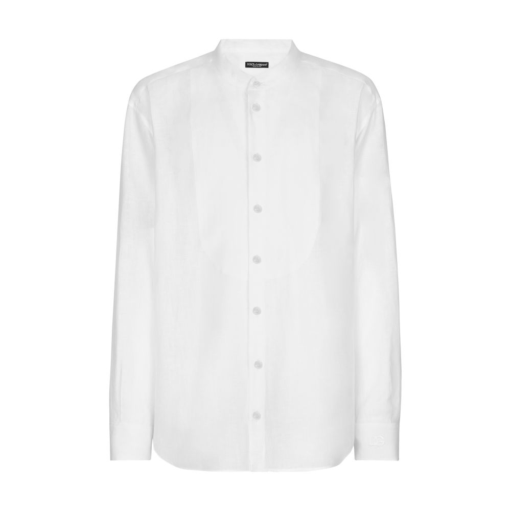 Dolce & Gabbana Linen shirt with embroidery and shirt-front detail