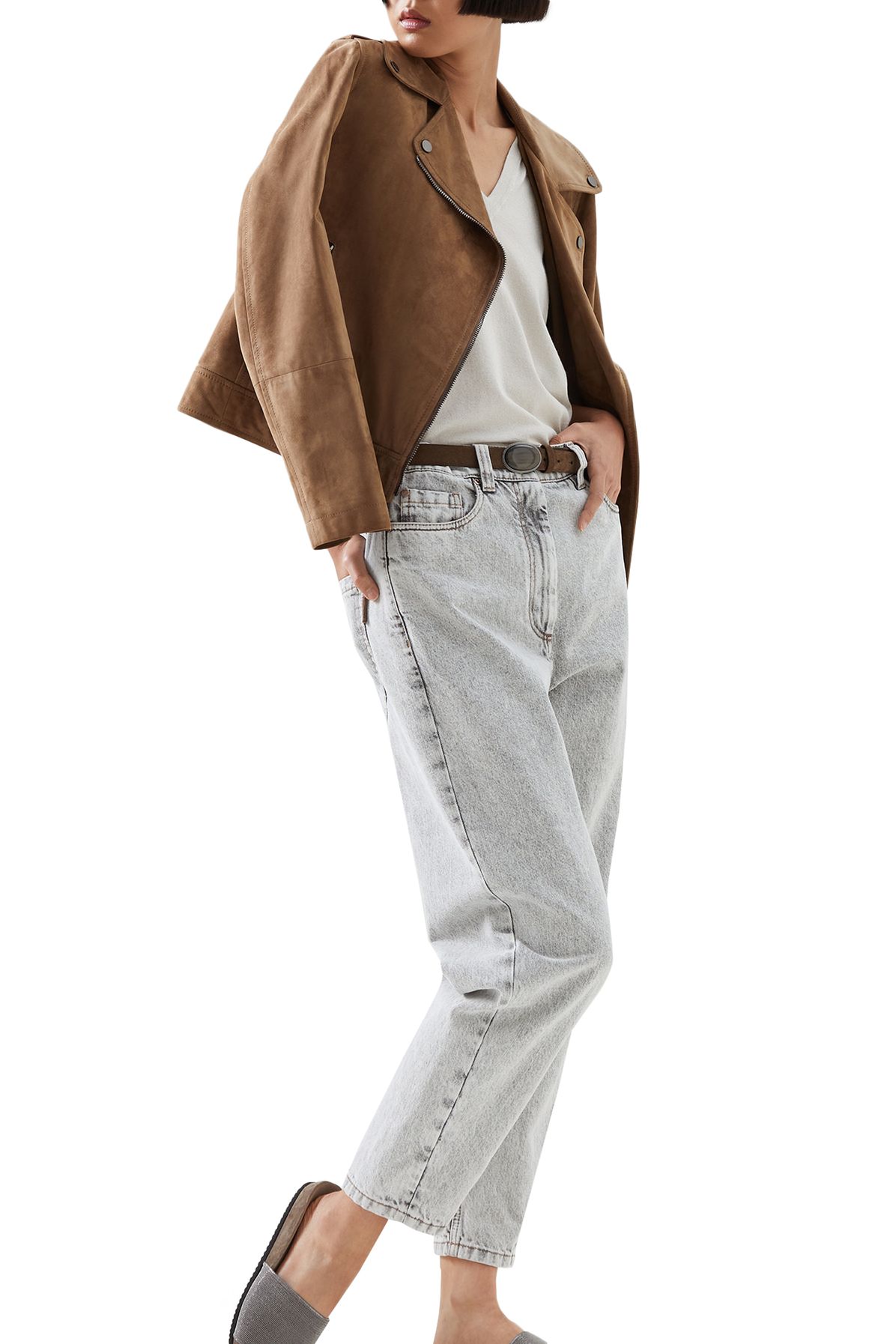 Brunello Cucinelli Suede biker jacket