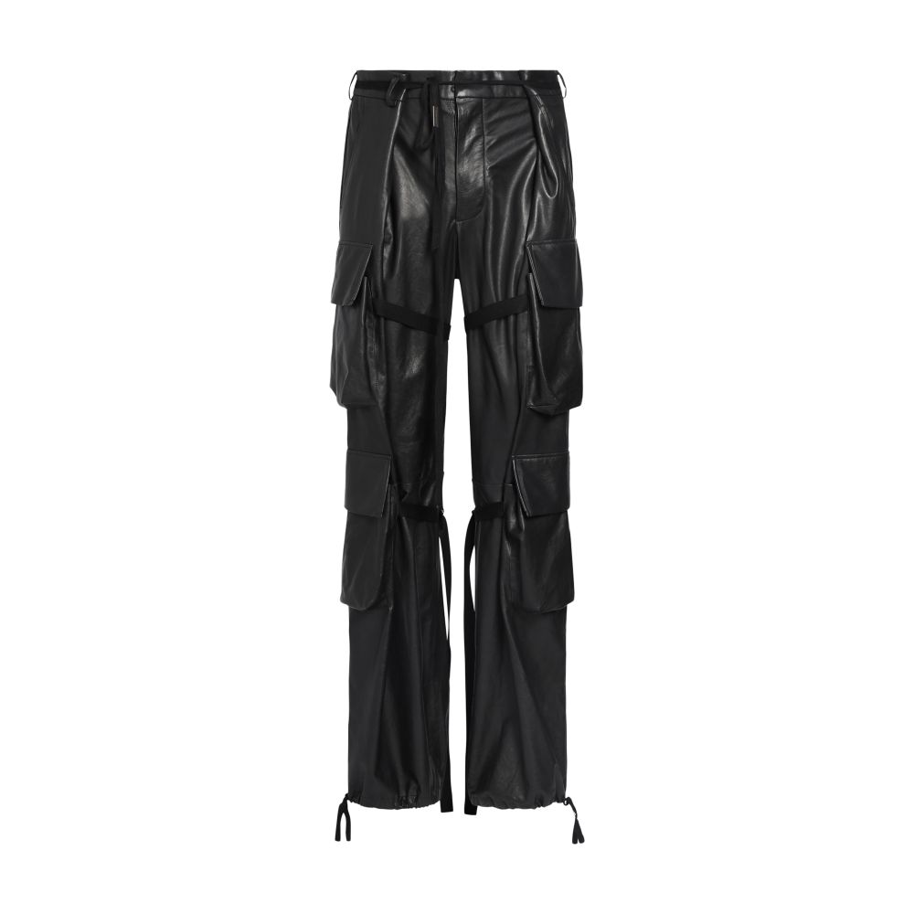 Ann Demeulemeester Florimond cargo pants crumpled paper effect leather