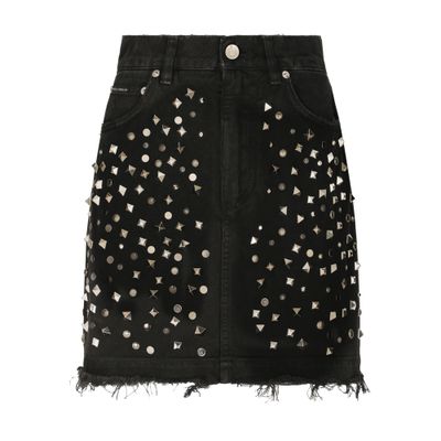 Dolce & Gabbana Studded denim miniskirt