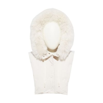 Yves Salomon Hooded bib in quilted performance fabric and fox fur