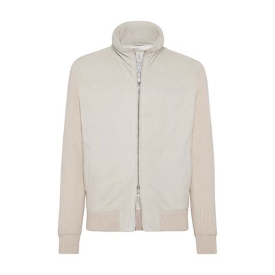 Brunello Cucinelli Suede bomber jacket with quilting