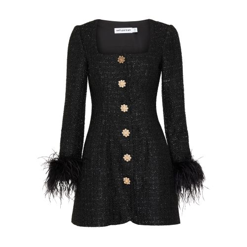  Boucle feather mini dress