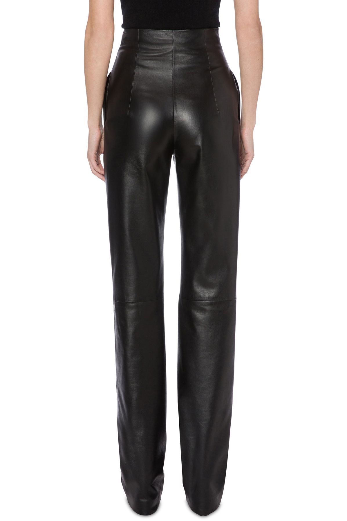 Alberta Ferretti High-waisted nappa leather trousers