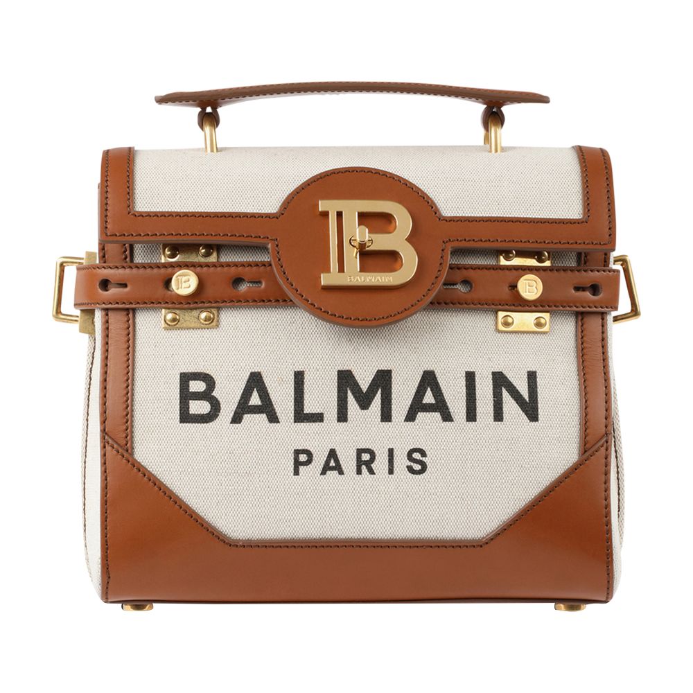 Balmain B-Buzz 23 canvas bag with leather inserts