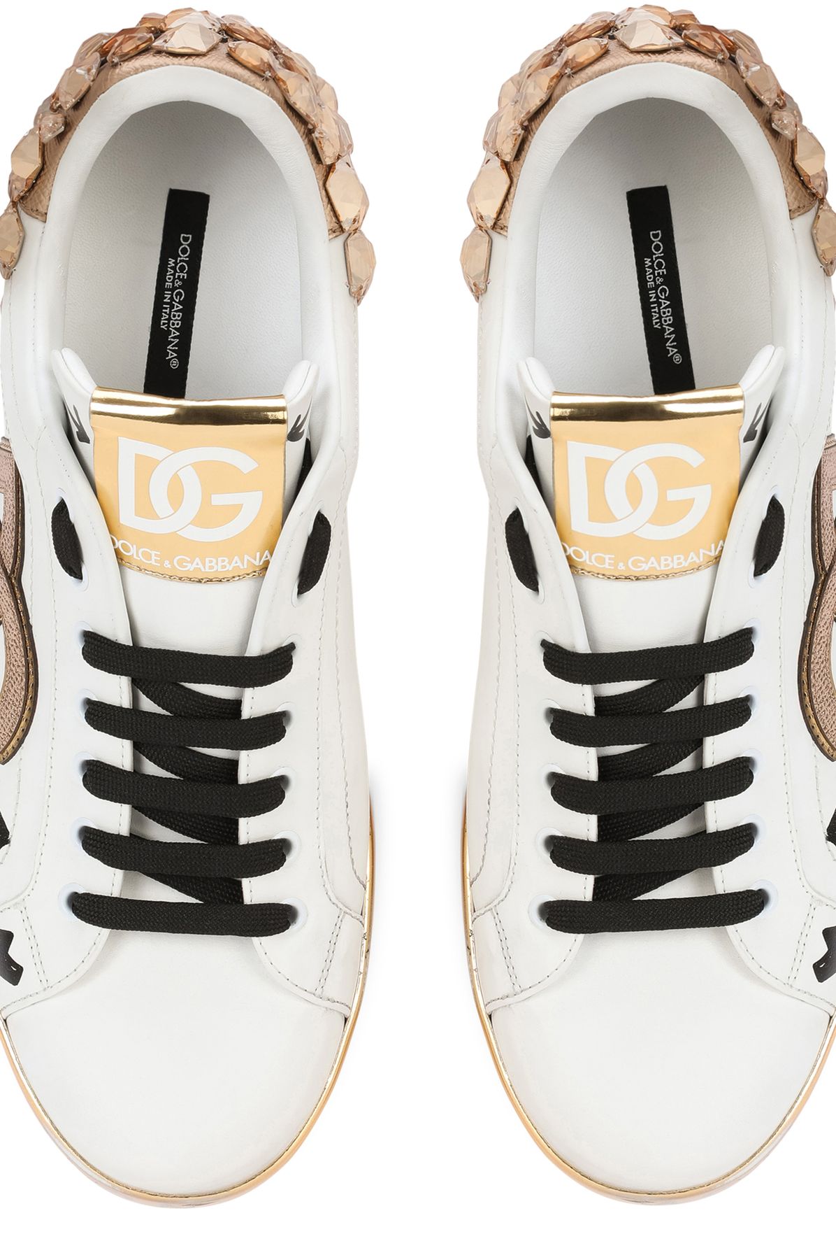 Dolce & Gabbana Printed calfskin nappa Portofino sneakers with DG logo and embroidery