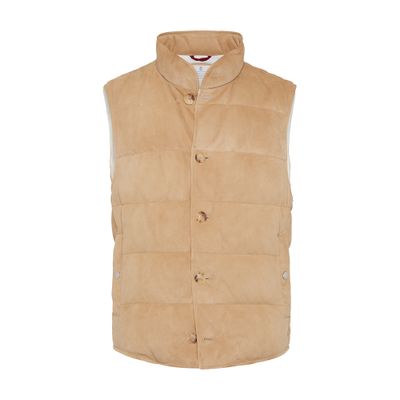 Brunello Cucinelli Suede sleeveless puffer jacket