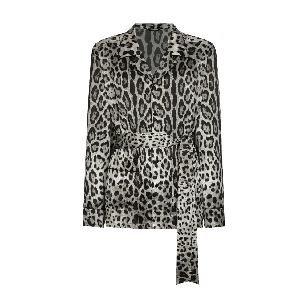 Dolce & Gabbana Leopard printed satin robe